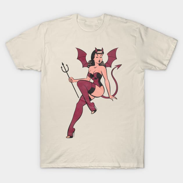 Lowbrow Devil Woman Gertrude T-Shirt by OldSalt